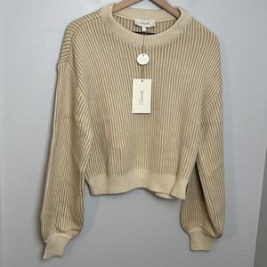 Cleobella Size Large Sydney Sweater In‎ Oatmeal/Ivory Organic Cotton NEW